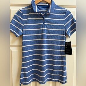 Nike Blue Striped Polo golf Shirt women’s XS